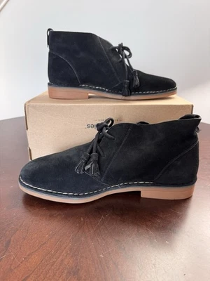 NUEVO EN CAJA Hush Puppies Negro Mujer Cyra Catelyn Cuero Chuckka Gamuza Bota 12 Foto 1 de 4