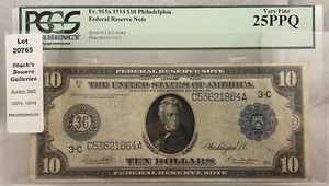 $10 1914 federal reserve note Philadelphia PCGS 25PPQ Very Fine FR915a - Picture 1 of 4