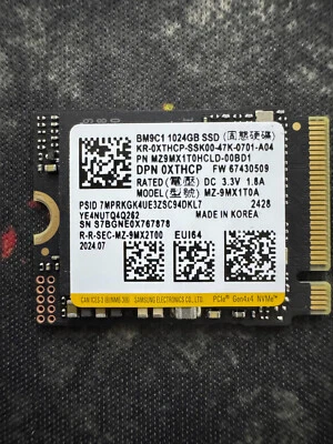 1TB 2230 NVMe SSD BM9C1 Samsung 0XTHCP PCIe 4.0 x4, Quick ships from UK VAT inc - Image 1 of 3