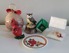 1988 Enesco Plate Hallmark Red Cardinal Tree Clip Ornament Owl Bell Birdhouse
