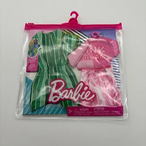 Barbie & Ken Colorful Fashion Pack Clothes Accessories, Pink Dream Green Stripes - Picture 1 of 2
