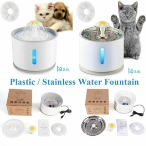 2.4L Automatic Pet Water Fountain Dog Cat Drinking Bowl LED Dispenser Filter New - Picture 1 of 21