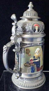 EDJ25 Stunning German WMF Pewter Stein Hand-Painted Signed Old Dutch Masters - Picture 1 of 22
