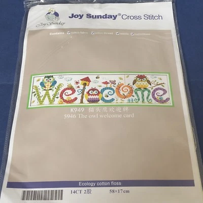 JOY SUNDAY Counted Cross Stitch Kit Owl Welcome 58cm x 17cm