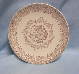 PLATE 8" D PICTURE OF WINDMILL by Edwin Knowles 1" Gold Trim USA 51-7 Vtg (A2) - Picture 1 of 3