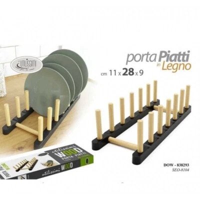 GICOS SUPPORTO PORTA PIATTI DA APPOGGIO IN LEGNO A 6 POSTI cm 11 X 28