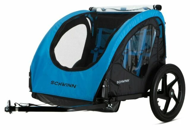 Schwinn 13SC682WME 2 Passenger Foldable Bike Trailer - Blue/Black