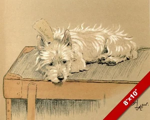 READY TO GO PET PUPPY DOG ANIMAL ART CECIL ALDIN PAINTING PRINT ON REAL CANVAS - Picture 1 of 1