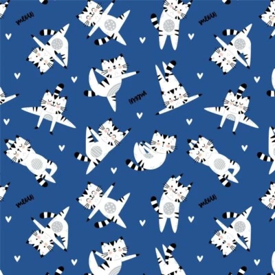 Cats Having Fun Kittens Constellation Royal Blue Baby Nursery Quilting Cotton 44 - Image 1 of 4