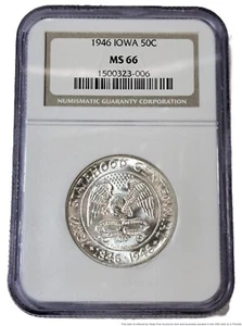 1946 P Iowa Commemorative Half Dollar NGC MS 66 50C Coin - Picture 1 of 4