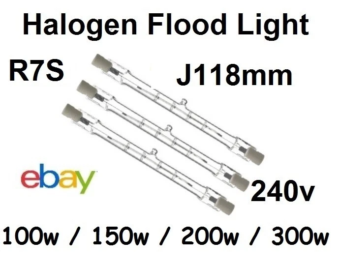 R7 Tungsten Halogen Security Floodlight Bulbs 100w/150w/200w/300w 240v J118mm - Image 1 of 1