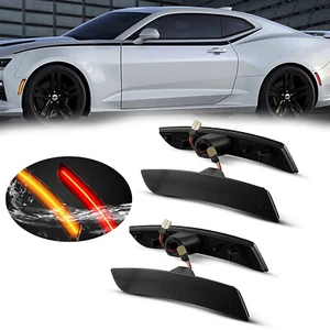 4Pc LED Side Marker Light Turn Signal Light Red + Amber For Chevy Camaro 2016-23 - Imagen 1 de 8