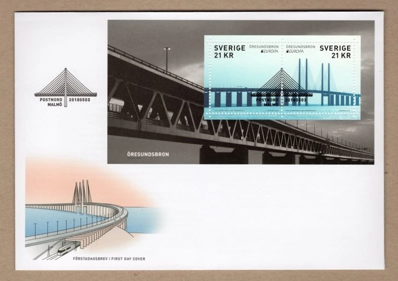 Sweden 2018 europa cept architecture bridge FDC - Image 1 of 1