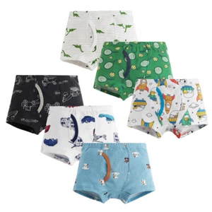 6-Pack Boys Boxer Briefs Soft Cotton Toddler Dinosaur Underwear Children Panties - Picture 1 of 24