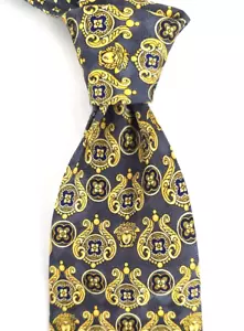 Vintage GIANNI VERSACE Gray & Gold Medusa Logo Print Silk Necktie - Picture 1 of 5