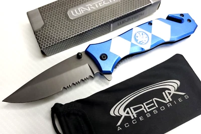Blue Power Ranger Pocket Knife Spring Assisted EDC Blade Triceratops Superhero - Image 1 of 4