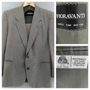 VTG Fioravanti Gray Wool Suit Set 2 Button Coat Pants Houndstooth Tailored 42L - Bild 1 von 8