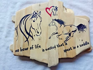 Horse Plaque Handmade Rustic Wooden Plaque - Picture 1 of 4