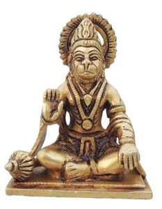 Hanuman Brass Statue Bajrangbali Idol Hindu Religious Figurine Sculpture 4.2 In - Picture 1 of 3