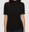 $110 Stone Cold Fox Women&#39;s Black Solid Mock Neck Zip Back Blouse Top Size 0