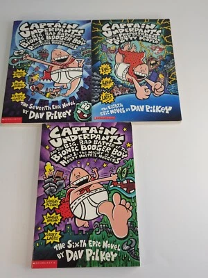 Lot of 3 Captain Underpants Books #6, #7, #8 Dav Pilkey Paperback Chapter Books - Image 1 of 4
