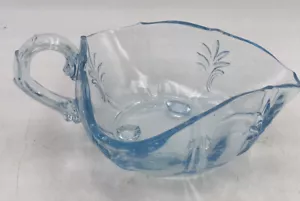 Fostoria Windel Bonboniere mit Griff BAROCKMUSTER azurblau hellblauer Farbton - Bild 1 von 9