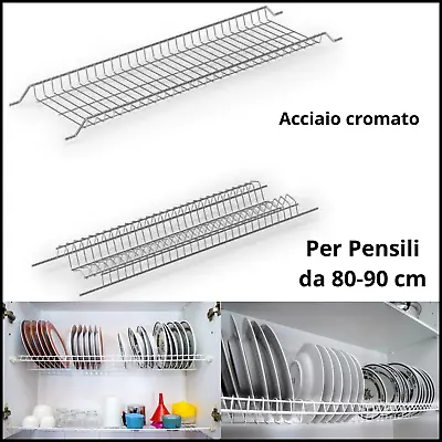 Kit Scolapiatti colapiatti e sostegni ad da incasso 76-86 cm acciaio cromato - Immagine 1 di 4