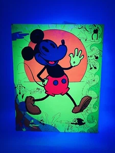 1969 Poster Prints Disney Mickey Mouse Psychedelic Blacklight Poster Backed - Picture 1 of 12