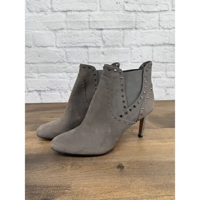 Vince Camuto Concheta Gray Suede Studded Ankle Booties Heels Women Size 9M US - Image 1 of 4