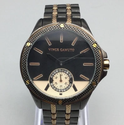 Relógio Vince Camuto Masculino 38mm Preto Tom Dourado VC15083 Nova Bateria 6.5" - Imagem 1 de 4