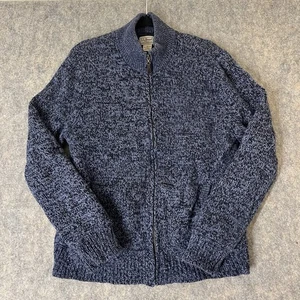Maglione LL Bean Ragg lana uomo medio full zip foderato in flanella blu lana di agnello - Foto 1 di 7