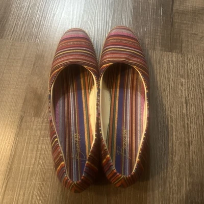 Alpargata de cuña Beacon Phoenix para mujer 12SS multicolor a rayas de lona de 1" usada en excelente estado Foto 1 de 4