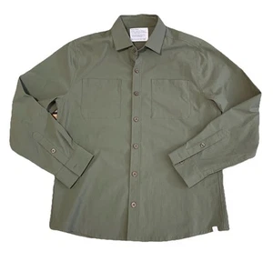 Camisa de manga larga verde oliva con botones de popelina ritmo L Ministry of Supply usada en excelente estado para hombre - Imagen 1 de 6