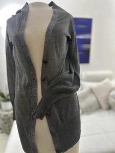 Tory Burch Cardinal Long Sleeve Snap Button Down Solid Color Knit Ribbed Necklin - Picture 1 of 11