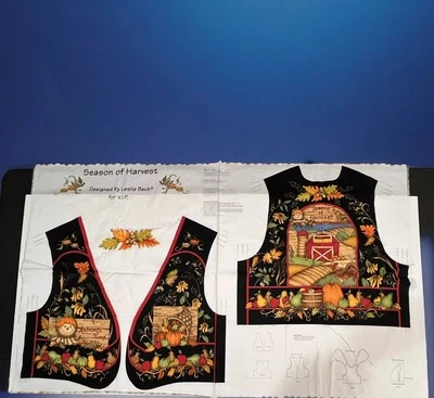Cranston Fall Vest Fabric Panel Season of Harvest Leslie Beck Vip Autumn Scarecr - Image 1 of 4