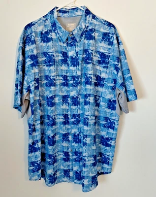 Reel Legends Shirt Mens XXL Mariner Blue/White Short Sleeve Fishing Vented NICE - Image 1 of 4