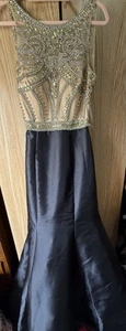 Jovani Meerjungfrau Ballkleid Damen Größe 6 Schwarz Nude Illusion Abendkleid Perlen - Bild 1 von 2