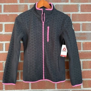 Reebok Girls Black Fleece Jacket With Embossed Hearts Size XL (10-12) NWT - Picture 1 of 5