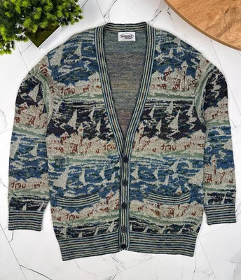 Missoni Sport Mens Cardigan Pattern Knit Vintage Multicolor Size L (US TAX PAID) - Image 1 of 4