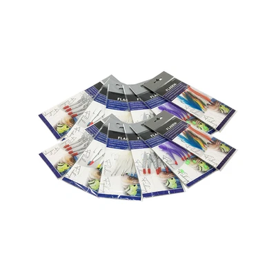 12 paquetes de señuelos Fladen surtidos de plumas de caballa barco de mar plataforma de playa Foto 1 de 4