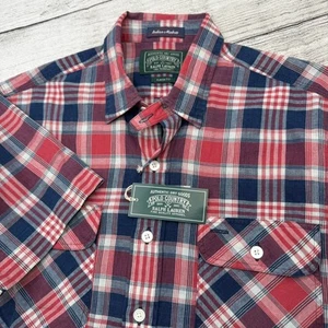 Camisa Polo Country Ralph Lauren S/S M Sangrado Indias Madras Cuadros Rojo Azul Nueva con Etiquetas - Imagen 1 de 5