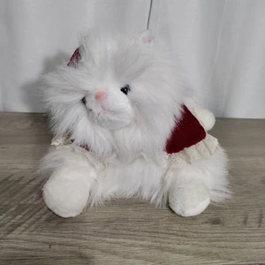 Vintage 1989 Commonwealth Toy Co. Persian White Fluffy Kitty Cat Plush Blue Eyes - Picture 1 of 8