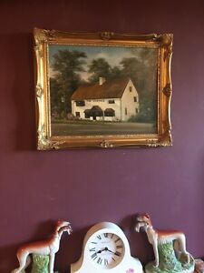 Naive School / Primitive School Oil Painting Of An English Pub