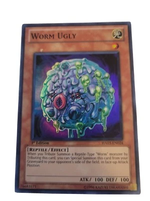 Yu-Gi-Oh! TCG Worm Ugly Hidden Arsenal 26 HA03-EN024 1st Ed Super Rare Damaged - Image 1 of 4