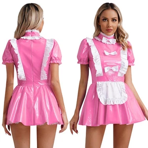 Womens Uniform A-Line Dresses French Maid Maid Costume Nightclub Clubwear Bow - Picture 1 of 42