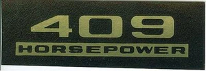 1961 62 63 CHEVROLET CAR 409 HP VALVE COVER STICKER-PAIR - Imagen 1 de 1