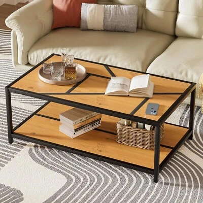 Capri Geometric Wood Coffee Table - Geometric Modern Coffee Table, Wood Coffee - Image 1 of 4