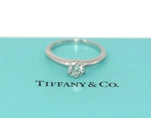 Tiffany & Co 0.47 H.VS2 Round Diamond Platinum Engagement Ring Size 5.5 - Picture 1 of 5