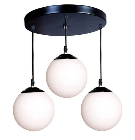 Glass Globe 3 Lights Black Doom Glass Cluster Chandelier Hanging for Bedroom Cover