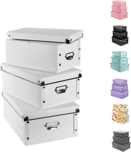 XUCHUN Decorative Storage Box with Lids Set of 3 Waterproof 3set White 3 Pcs - Picture 1 of 11
